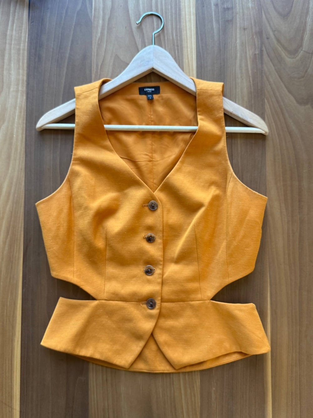 Express Editor Women's Linen-Blend Cutout Vest - Small